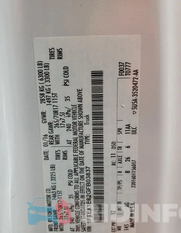 1FTEX1E82GFB03837 Photo# 12