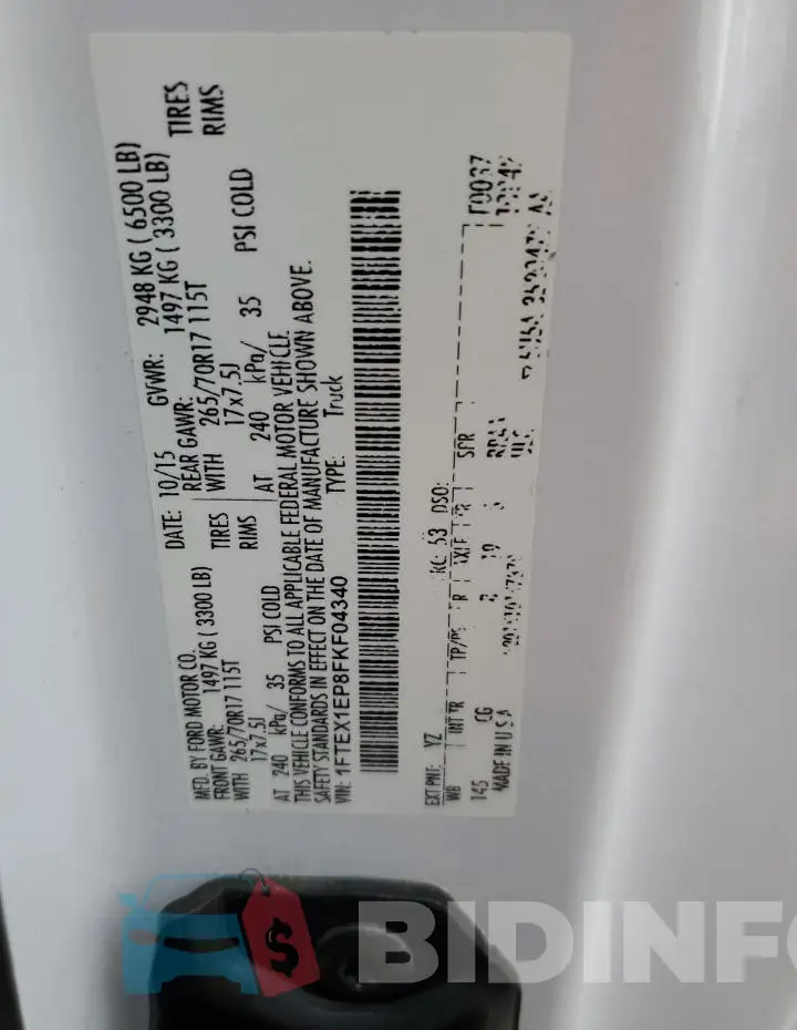 1FTEX1EP8FKF04340 Photo# 12