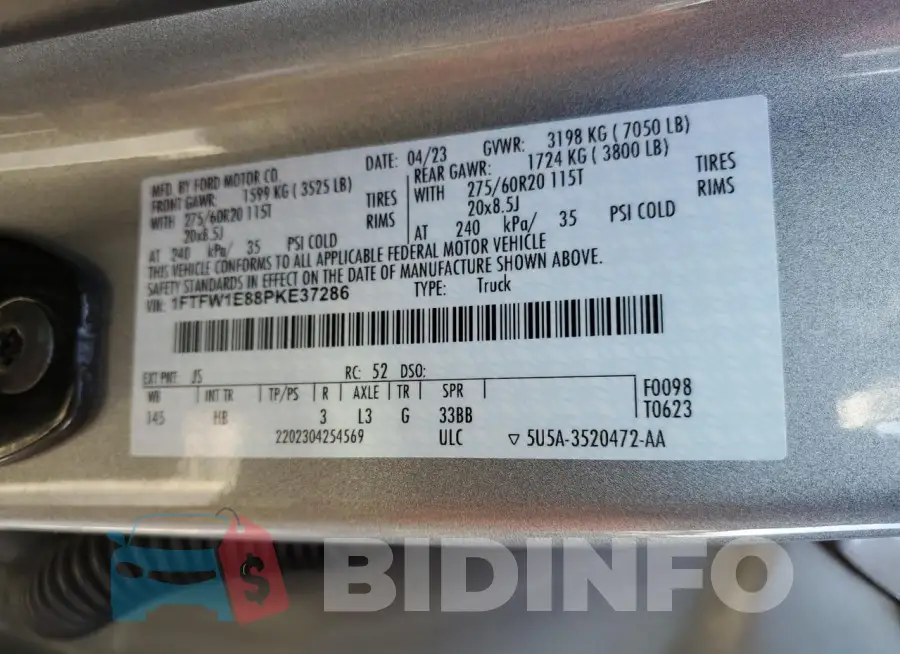 1FTFW1E88PKE37286 Photo# 12