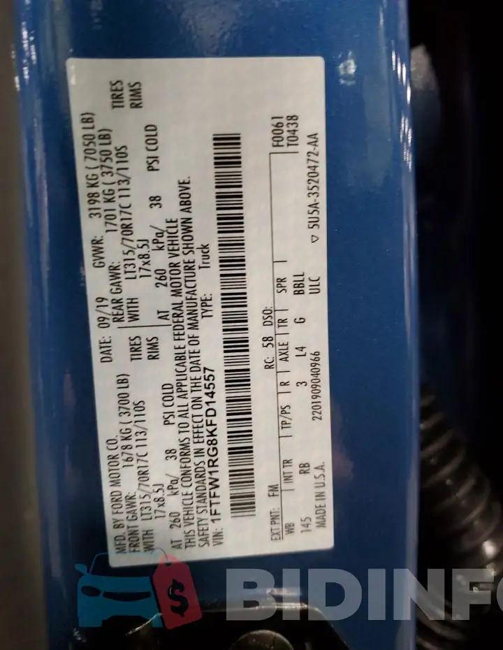 1FTFW1RG8KFD14557 Photo# 13
