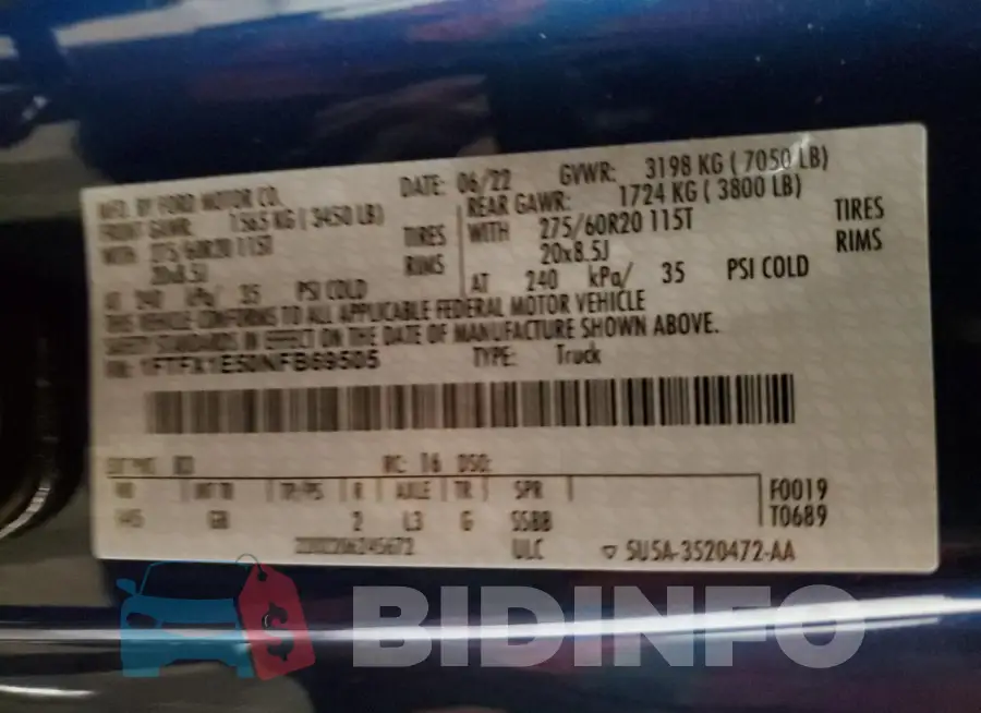 1FTFX1E50NFB69505 Photo# 12