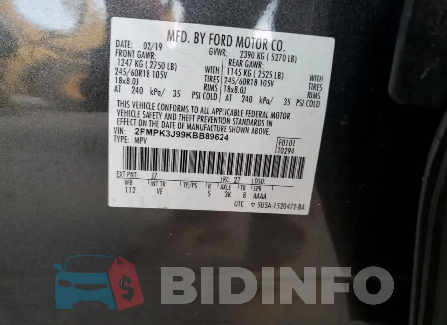 2FMPK3J99KBB89624 Photo# 12