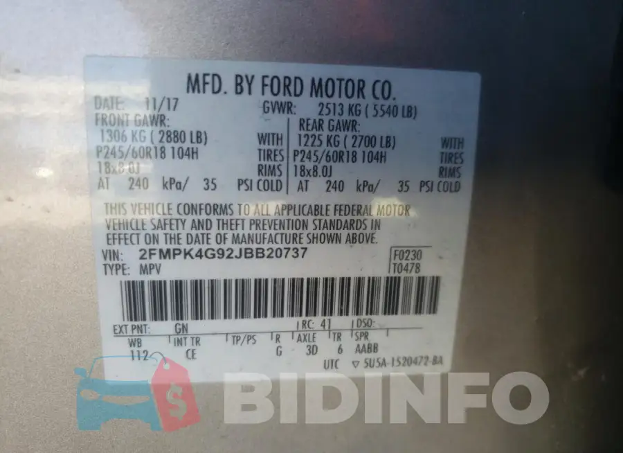 2FMPK4G92JBB20737 Photo# 13