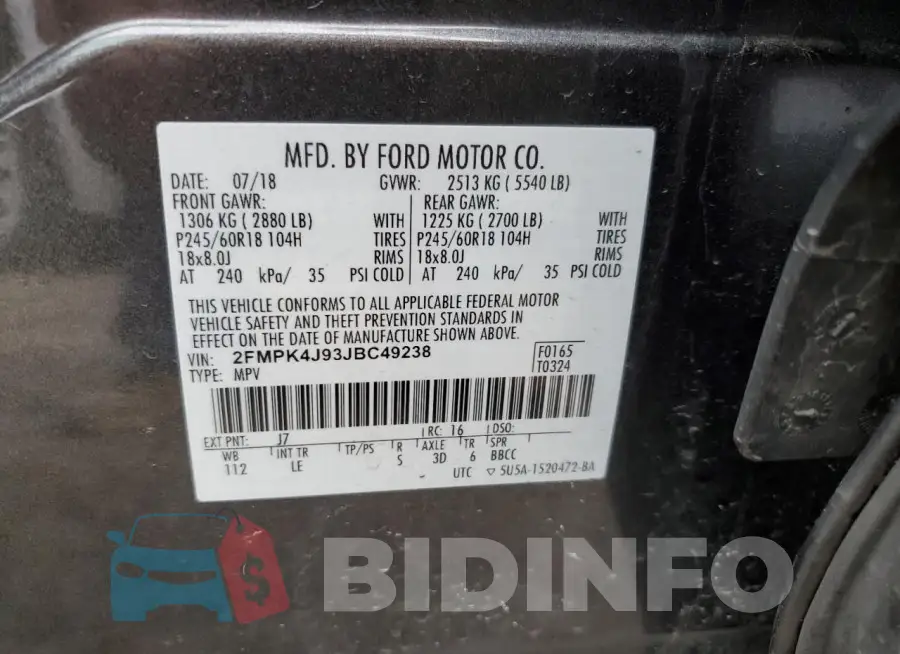 2FMPK4J93JBC49238 Photo# 13