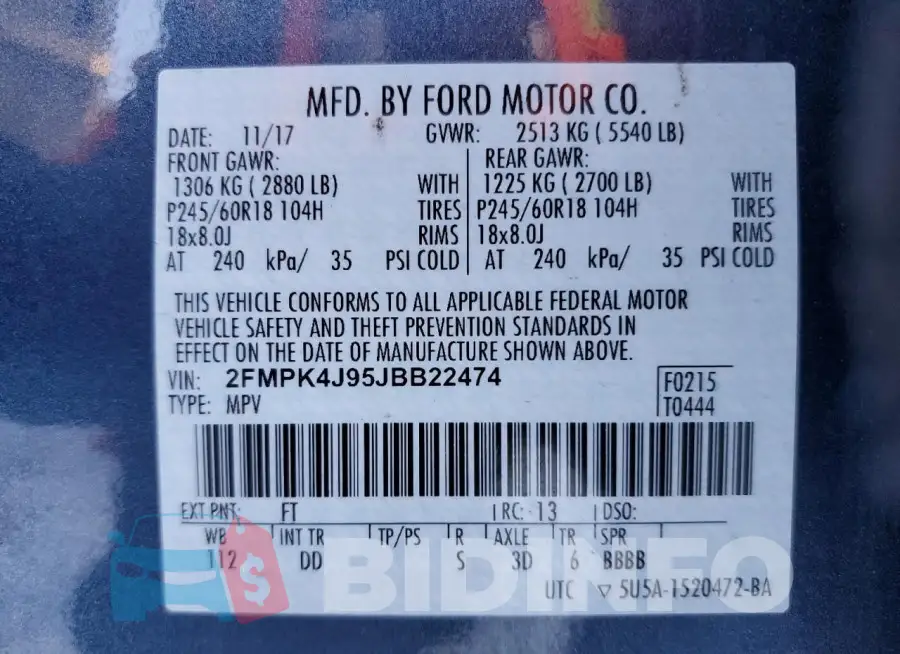 2FMPK4J95JBB22474 Photo# 13