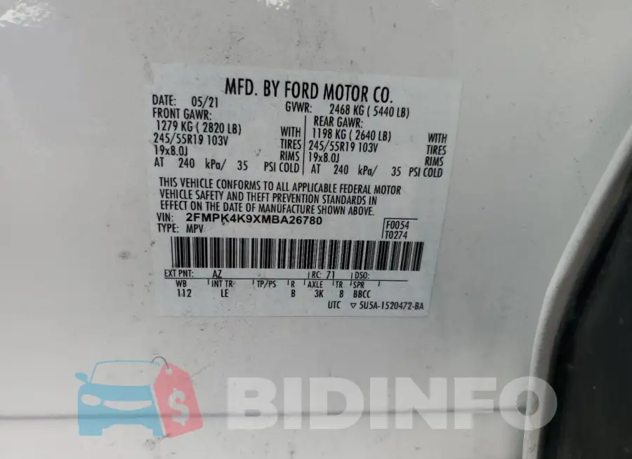 2FMPK4K9XMBA26780 Photo# 13