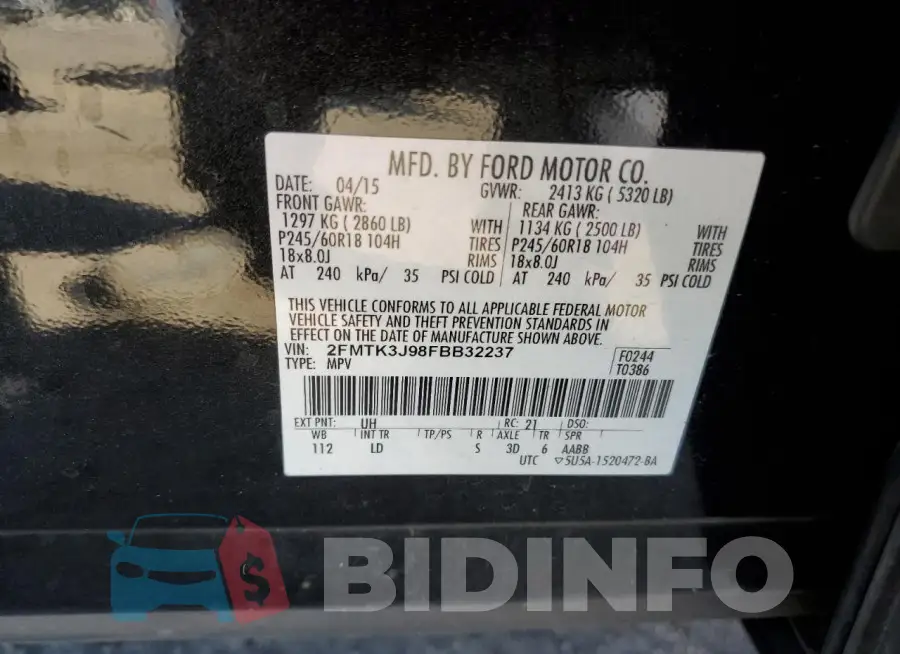 2FMTK3J98FBB32237 Photo# 13