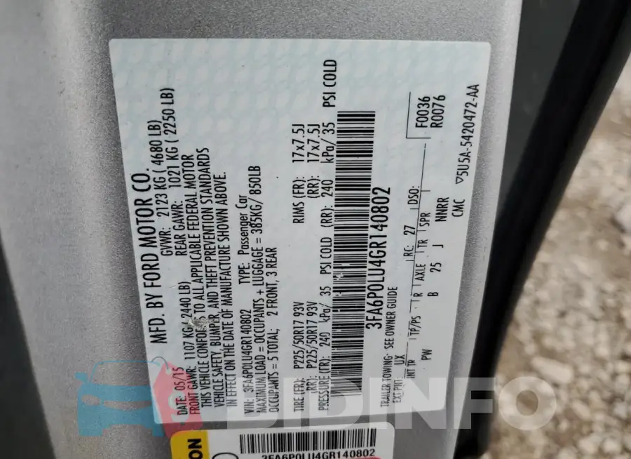 3FA6P0LU4GR140802 Photo# 12
