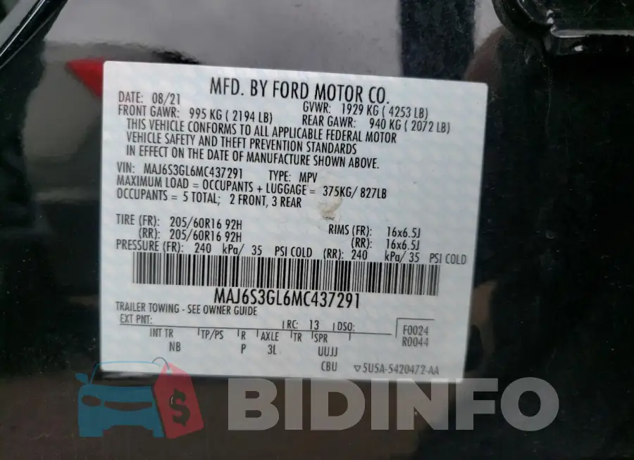 MAJ6S3GL6MC437291 Photo# 12