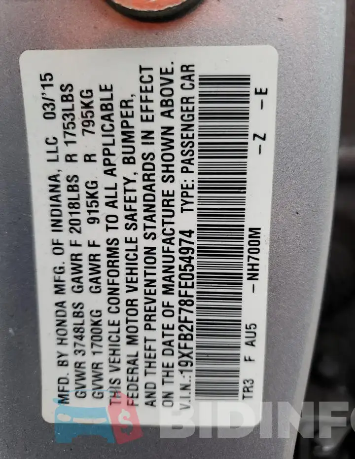 19XFB2F78FE054974 Photo# 12