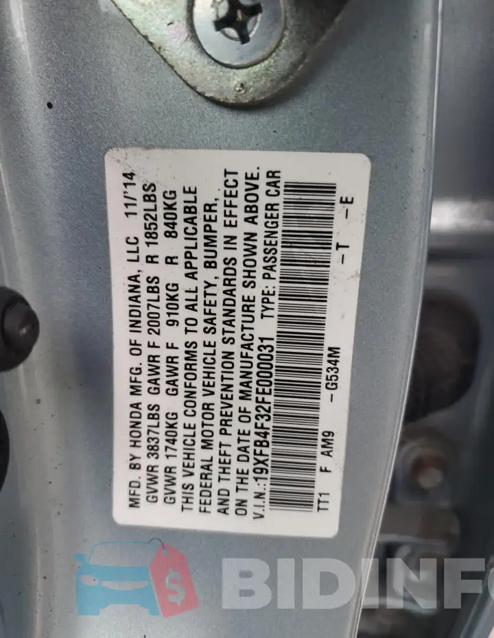 19XFB4F32FE000031 Photo# 12