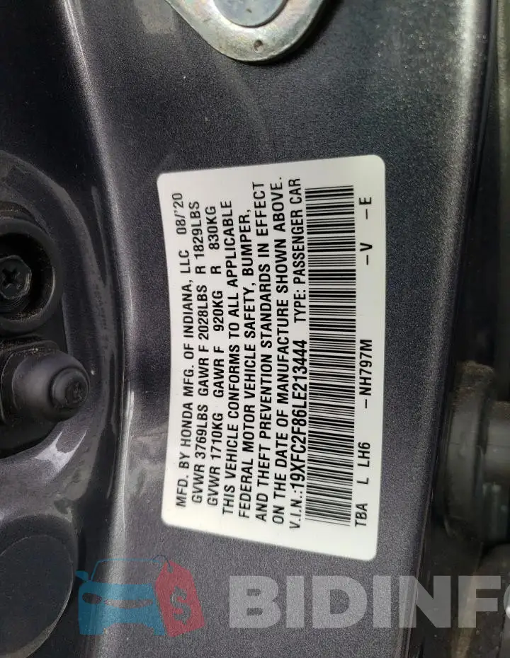19XFC2F86LE213444 Photo# 12