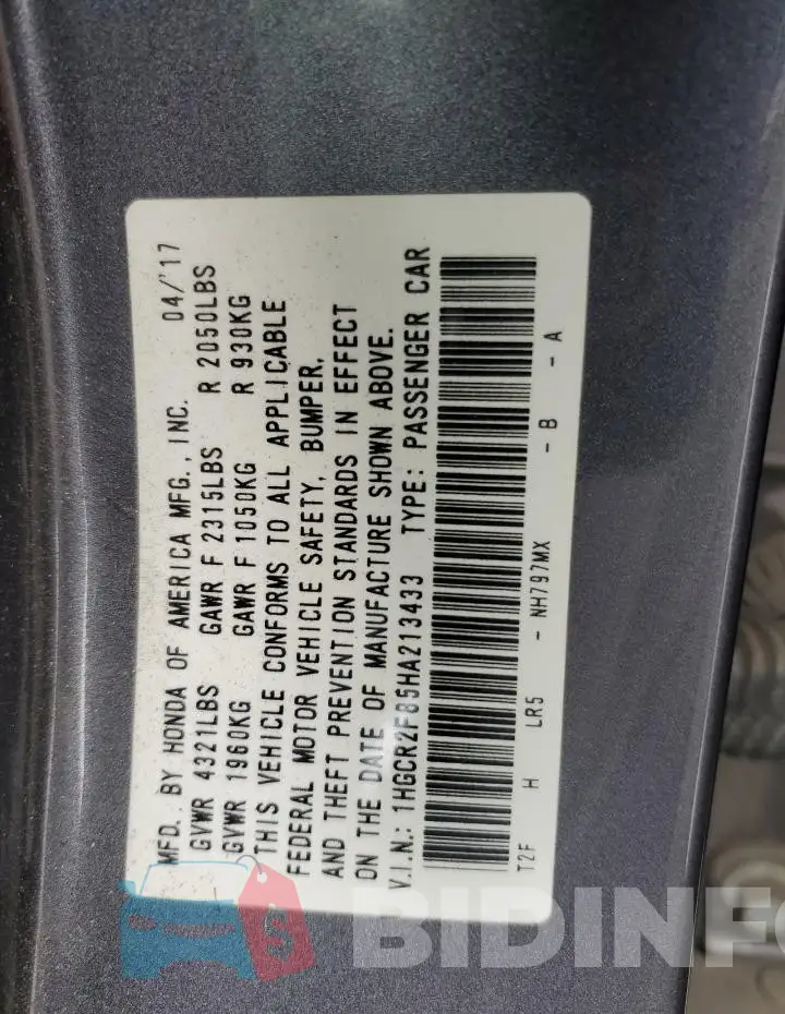 1HGCR2F85HA213433 Photo# 12
