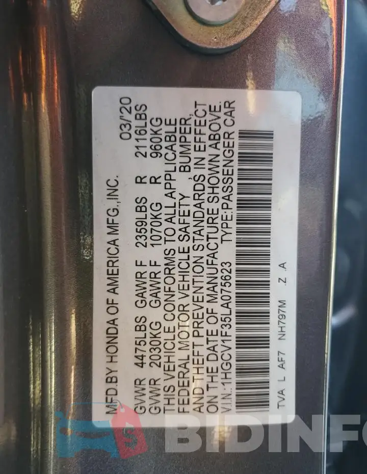1HGCV1F35LA075623 Photo# 12