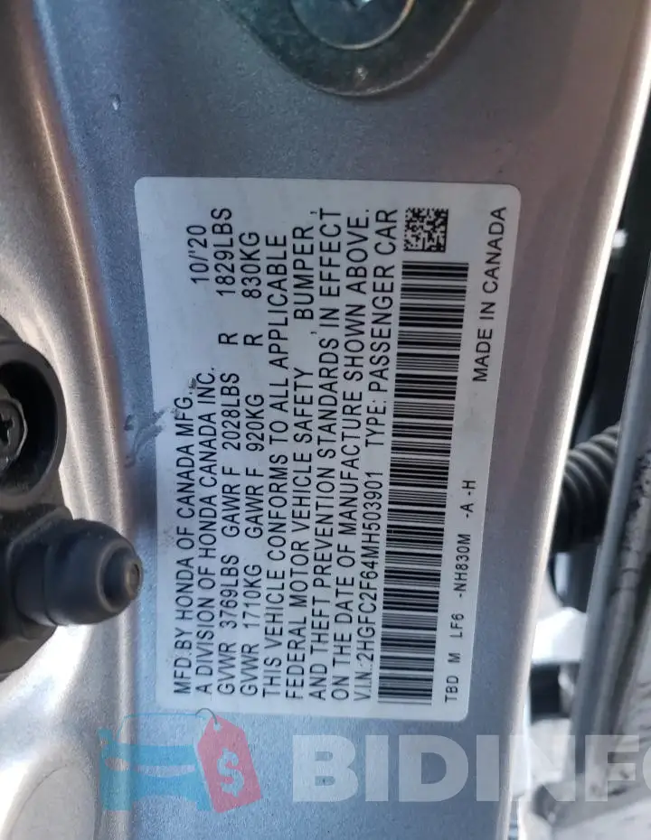 2HGFC2F64MH503901 Photo# 12
