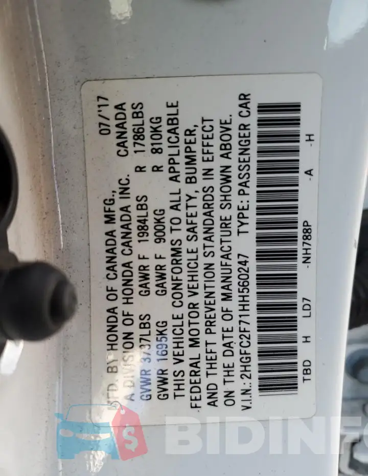 2HGFC2F71HH560247 Photo# 13