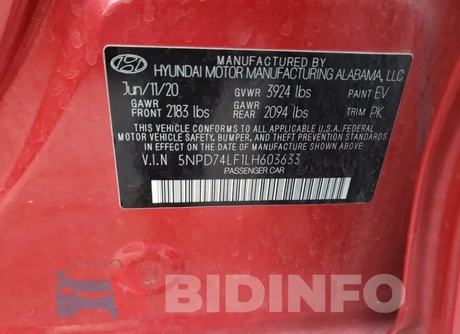 5NPD74LF1LH603633 Photo# 12