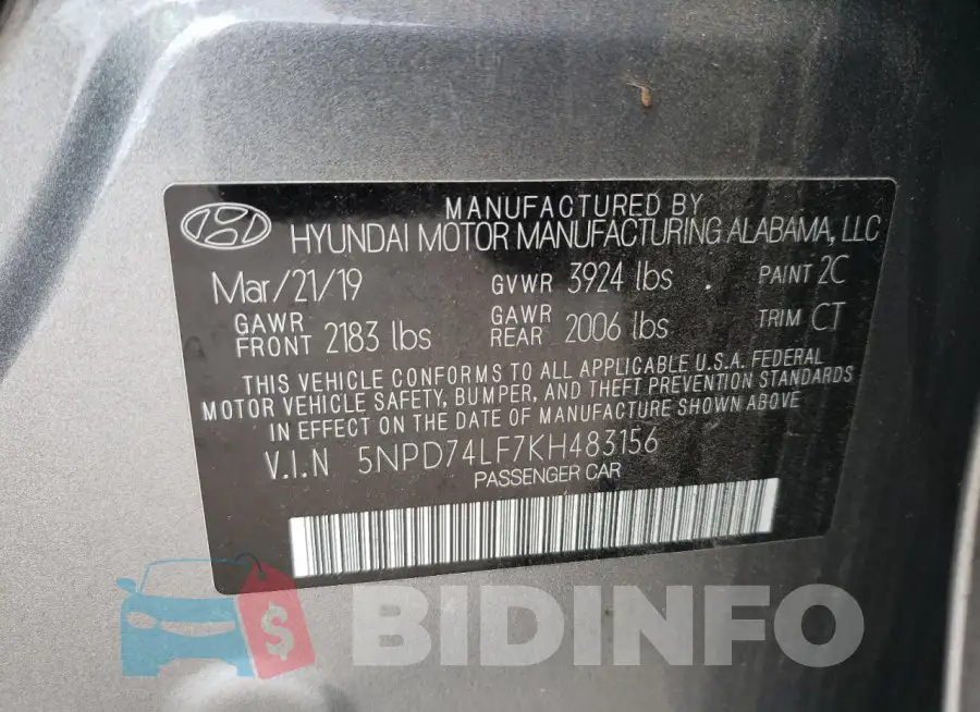 5NPD74LF7KH483156 Photo# 12