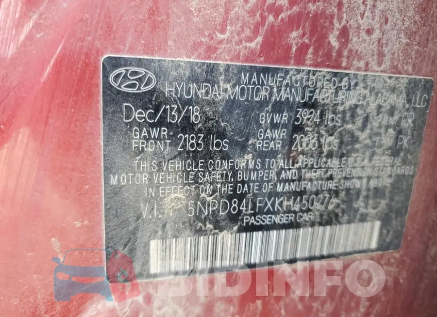 5NPD84LFXKH450276 Photo# 12