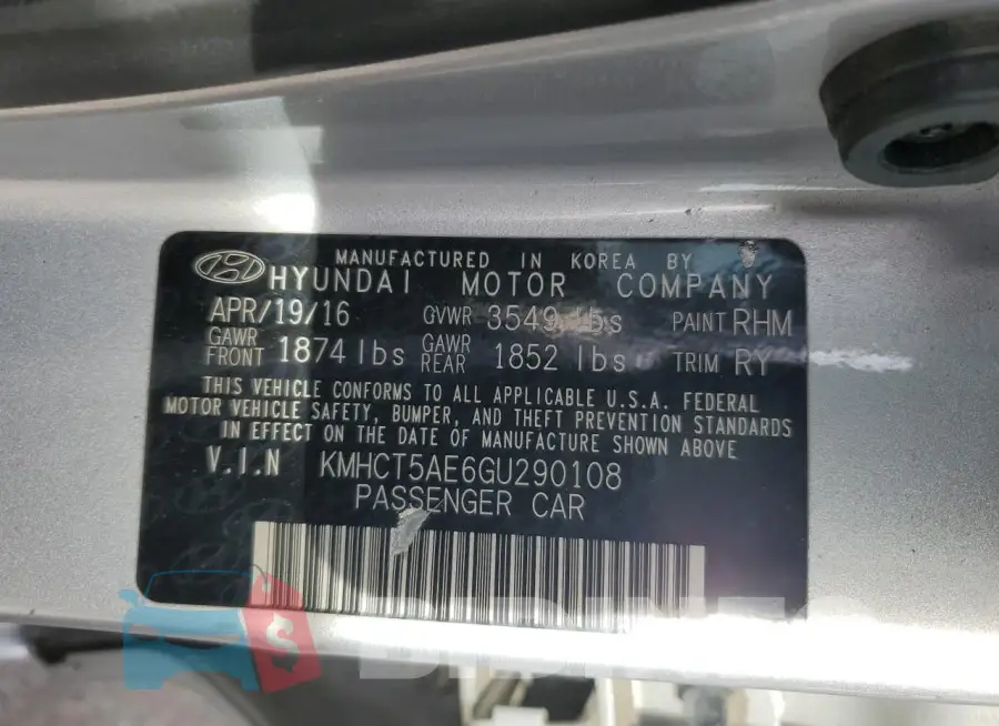 KMHCT5AE6GU290108 Photo# 12