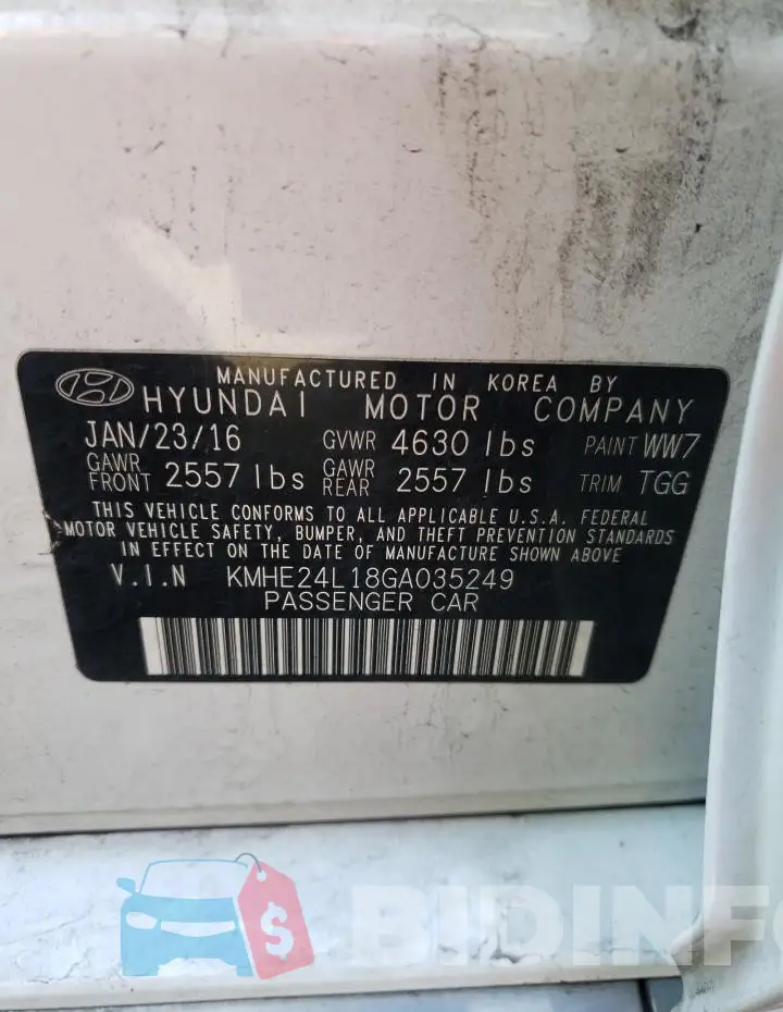 KMHE24L18GA035249 Photo# 12