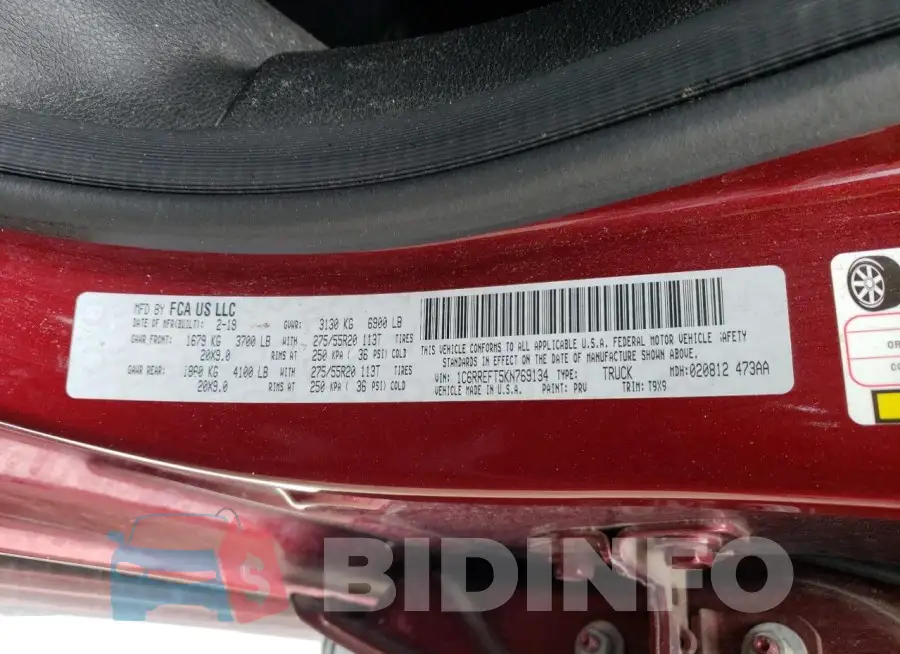 1C6RREFT5KN769134 Photo# 13