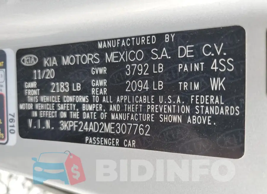 3KPF24AD2ME307762 Photo# 13