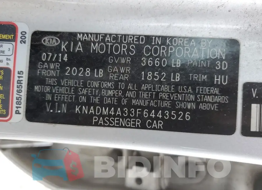 KNADM4A33F6443526 Photo# 12