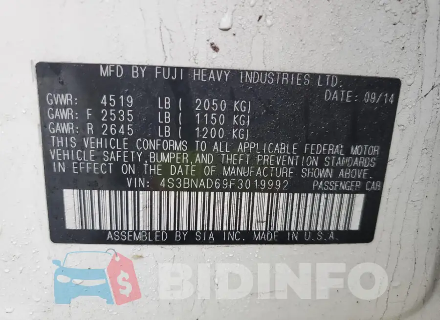 4S3BNAD69F3019992 Photo# 12