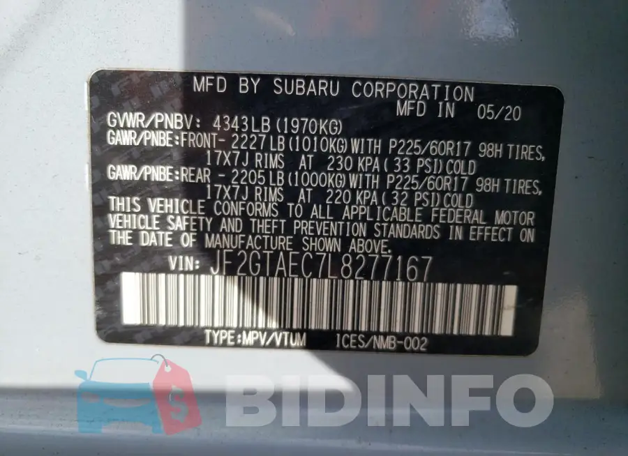 JF2GTAEC7L8277167 Photo# 10
