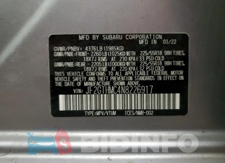 JF2GTHMC4N8226917 Photo# 12