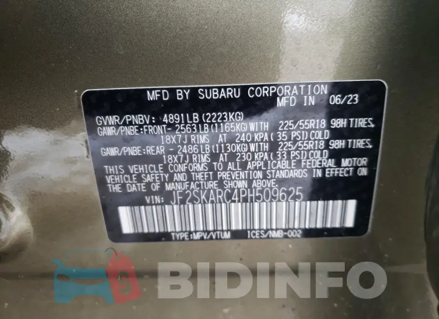 JF2SKARC4PH509625 Photo# 14