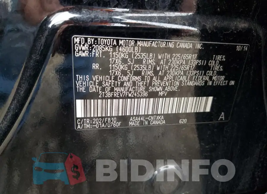 2T3BFREV7FW245396 Photo# 13