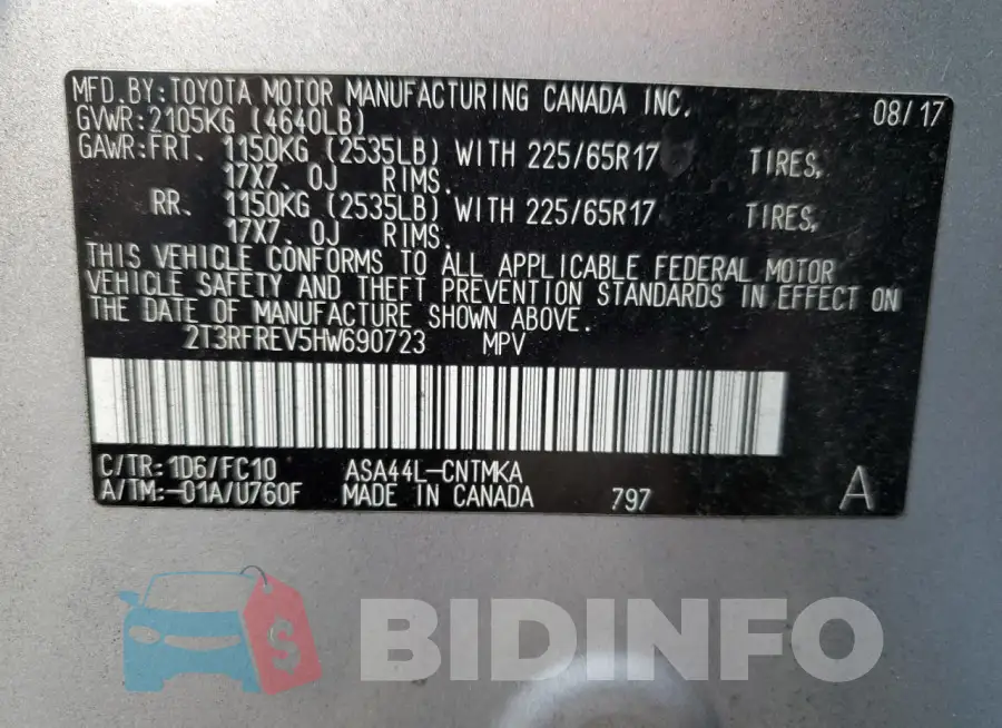 2T3RFREV5HW690723 Photo# 13