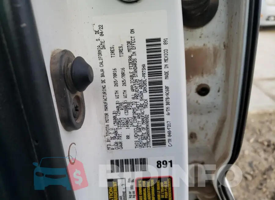 3TMCZ5ANXNM498982 Photo# 12