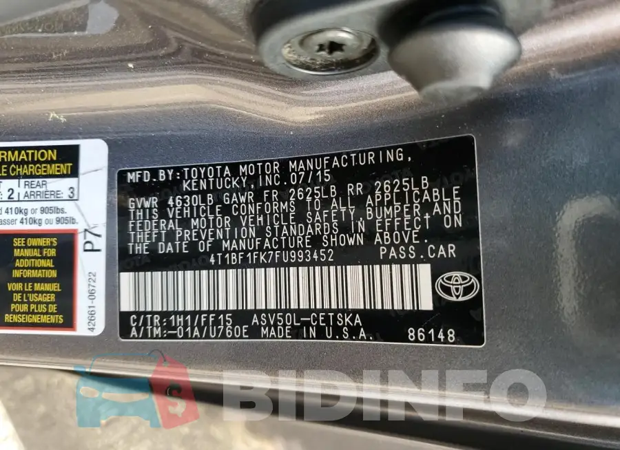 4T1BF1FK7FU993452 Photo# 12