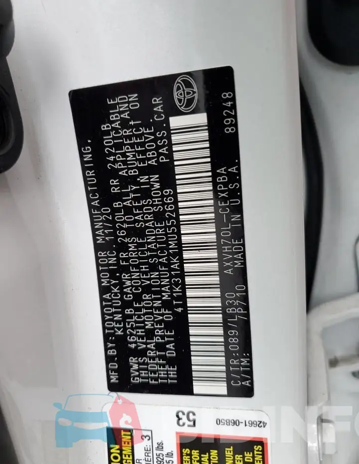 4T1K31AK1MU552669 Photo# 12