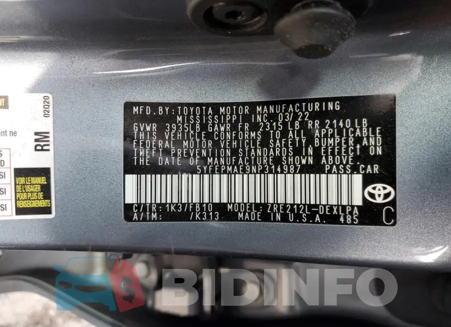 5YFEPMAE9NP314987 Photo# 12