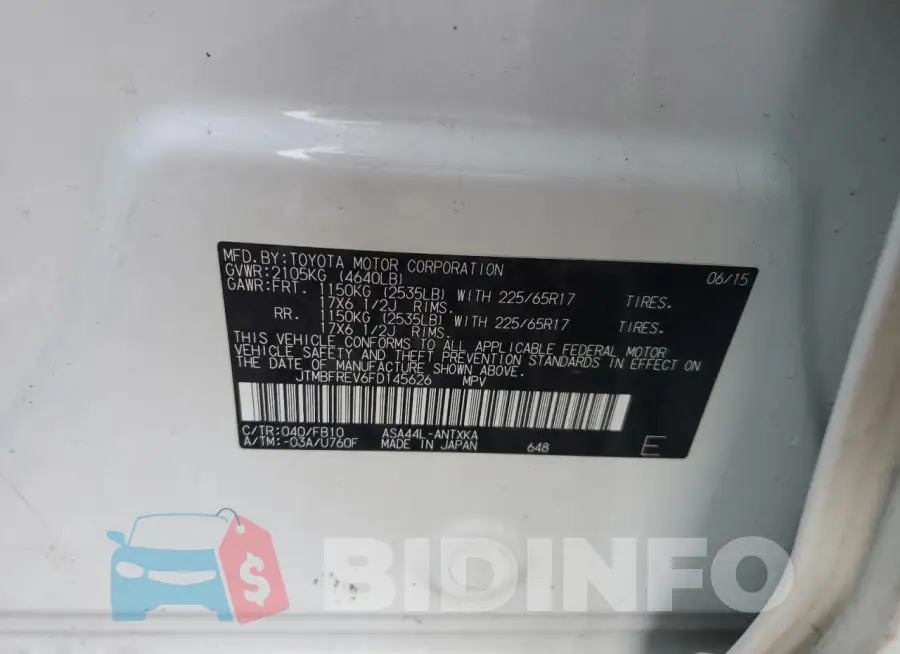 JTMBFREV6FD145626 Photo# 13