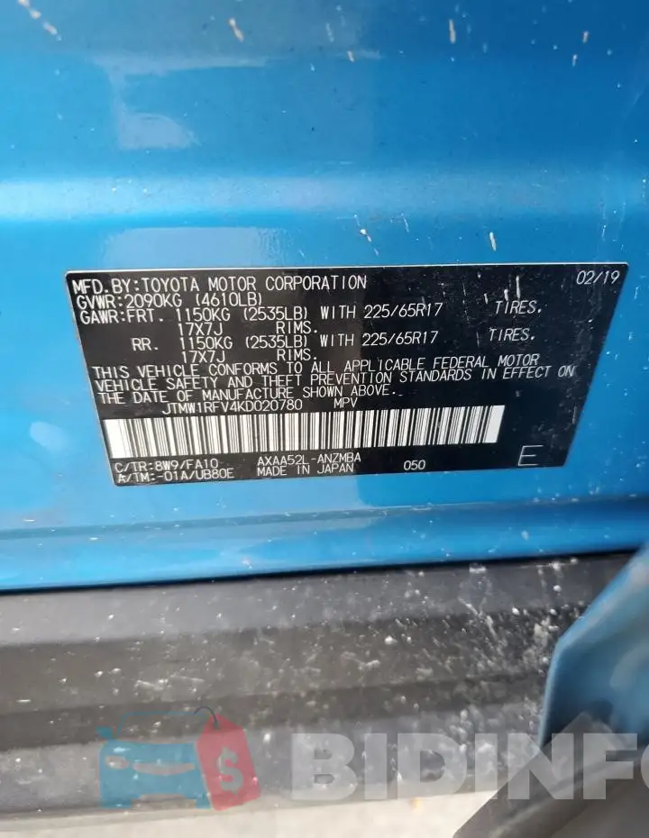 JTMW1RFV4KD020780 Photo# 12