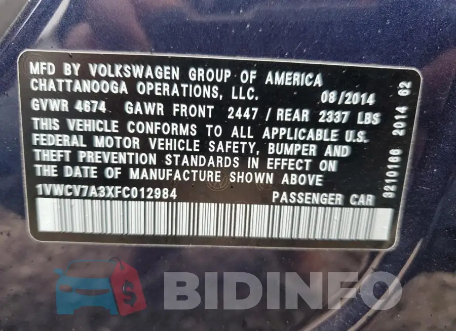 1VWCV7A3XFC012984 Photo# 12