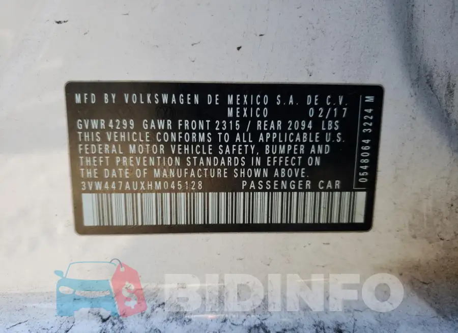 3VW447AUXHM045128 Photo# 12