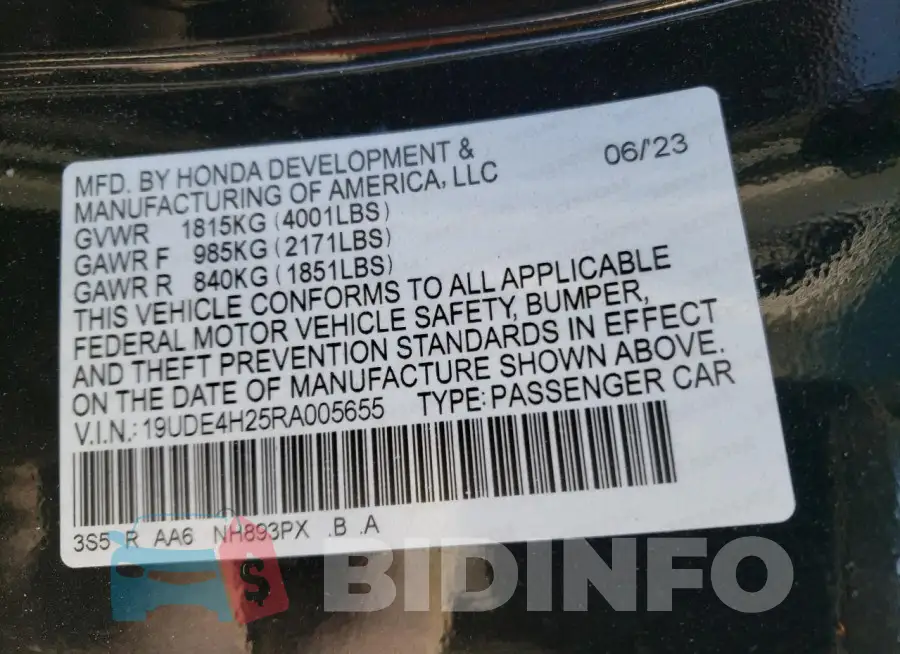 19UDE4H25RA005655 Photo# 12