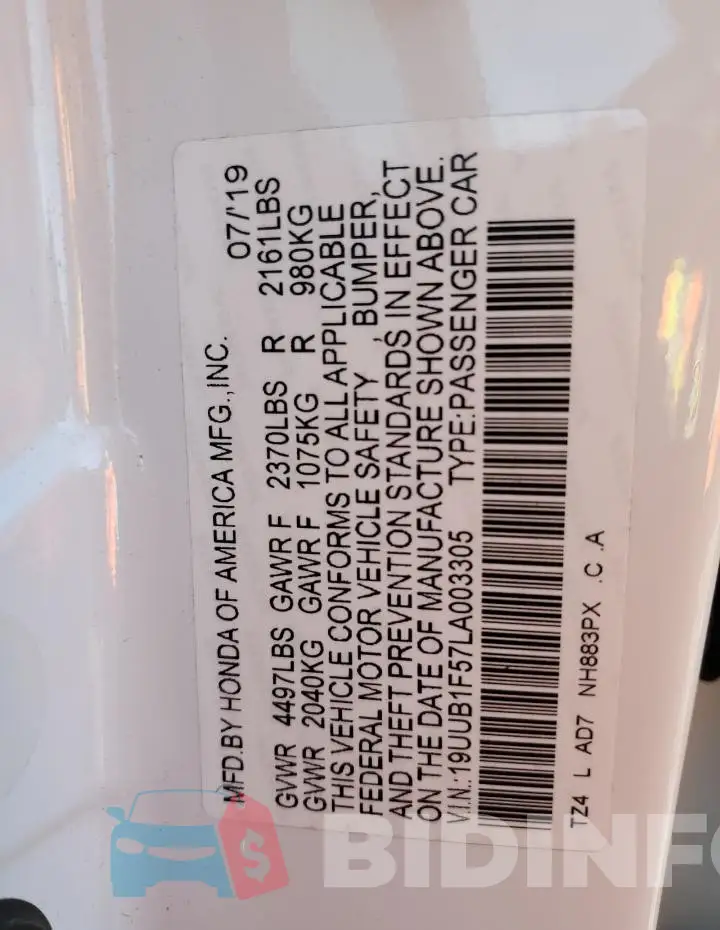 19UUB1F57LA003305 Photo# 12