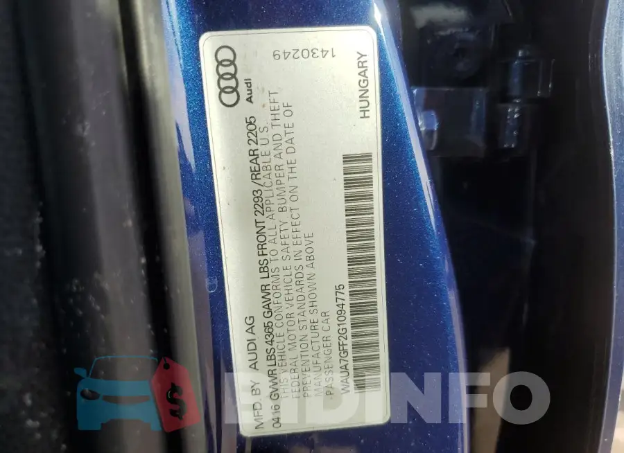 WAUA7GFF2G1094775 Photo# 12