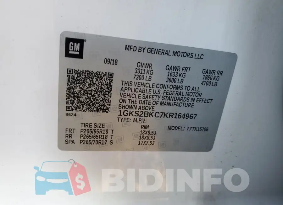 1GKS2BKC7KR164967 Photo# 13