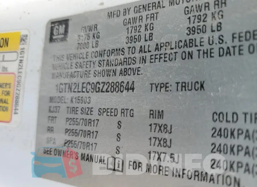1GTN2LEC9GZ288644 Photo# 12