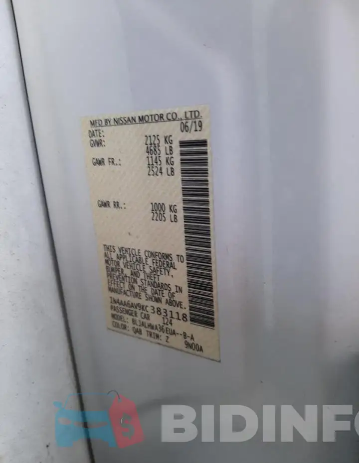 1N4AA6AV9KC383118 Photo# 12