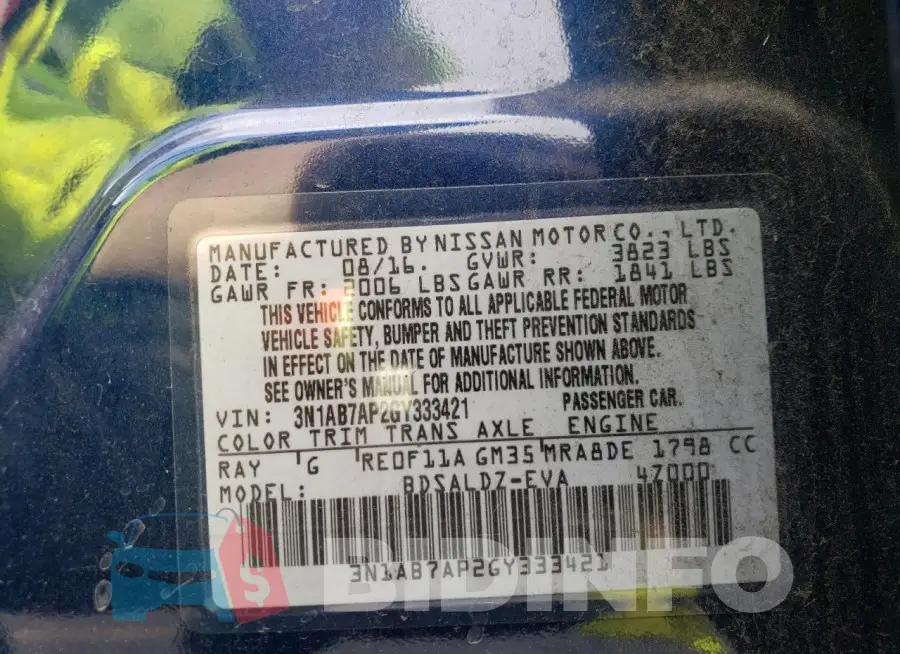 3N1AB7AP2GY333421 Photo# 12