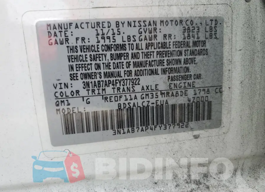 3N1AB7AP4FY377922 Photo# 13